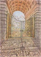 Chatsworth House Entrance gate watercolor